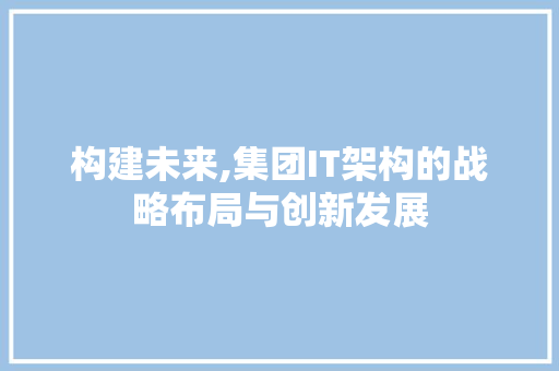 构建未来,集团IT架构的战略布局与创新发展