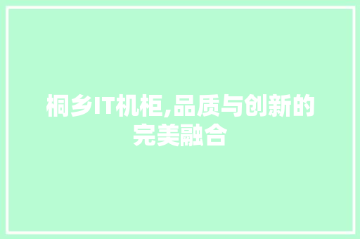 桐乡IT机柜,品质与创新的完美融合