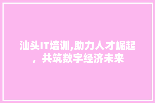 汕头IT培训,助力人才崛起，共筑数字经济未来