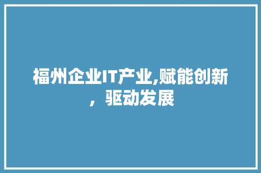 福州企业IT产业,赋能创新，驱动发展