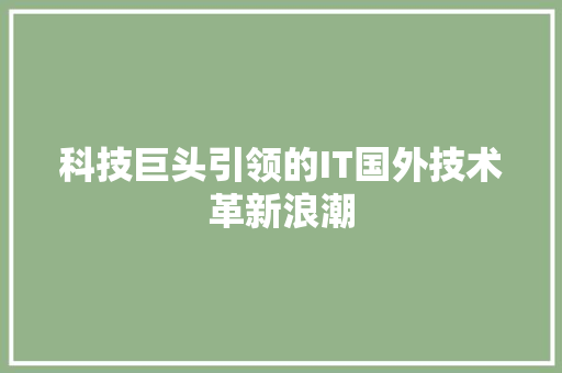 科技巨头引领的IT国外技术革新浪潮