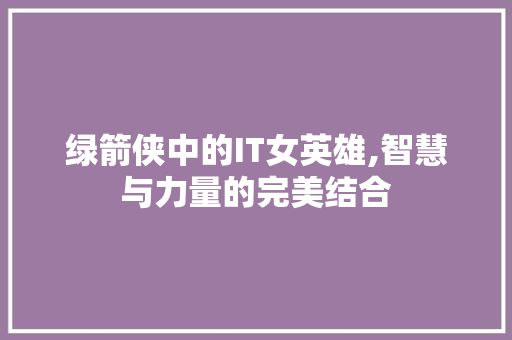 绿箭侠中的IT女英雄,智慧与力量的完美结合