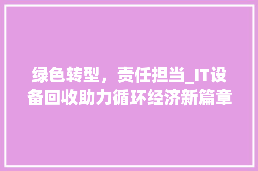 绿色转型，责任担当_IT设备回收助力循环经济新篇章