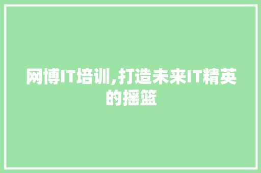 网博IT培训,打造未来IT精英的摇篮