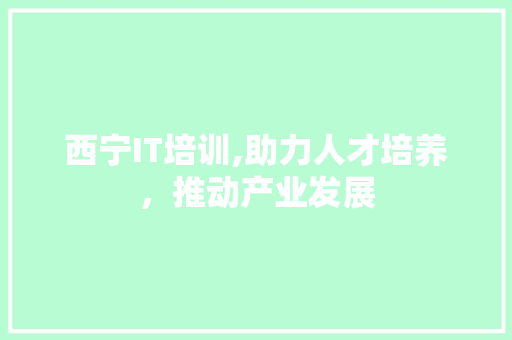 西宁IT培训,助力人才培养，推动产业发展