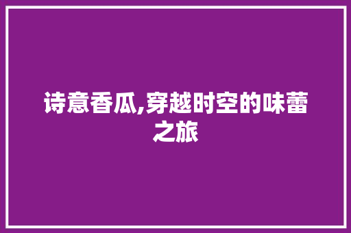 诗意香瓜,穿越时空的味蕾之旅