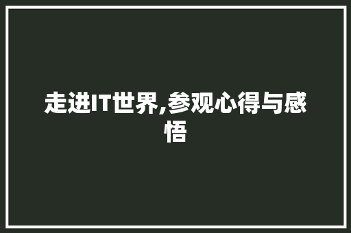 走进IT世界,参观心得与感悟