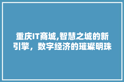 重庆IT商城,智慧之城的新引擎，数字经济的璀璨明珠