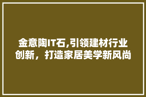 金意陶IT石,引领建材行业创新，打造家居美学新风尚