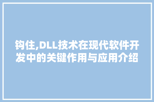 钩住,DLL技术在现代软件开发中的关键作用与应用介绍