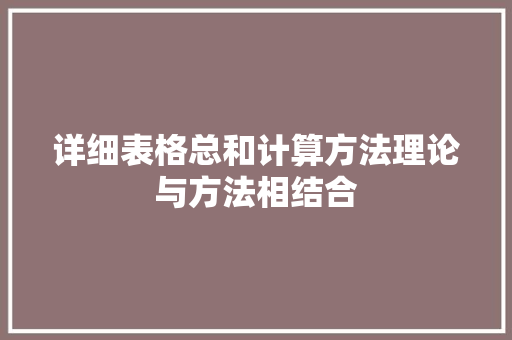 详细表格总和计算方法理论与方法相结合