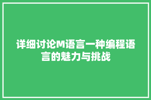 详细讨论M语言一种编程语言的魅力与挑战