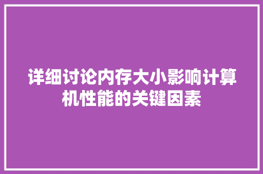 详细讨论内存大小影响计算机性能的关键因素