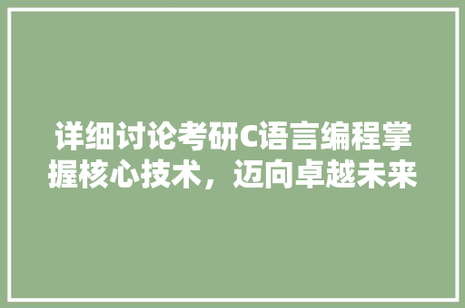 详细讨论考研C语言编程掌握核心技术，迈向卓越未来