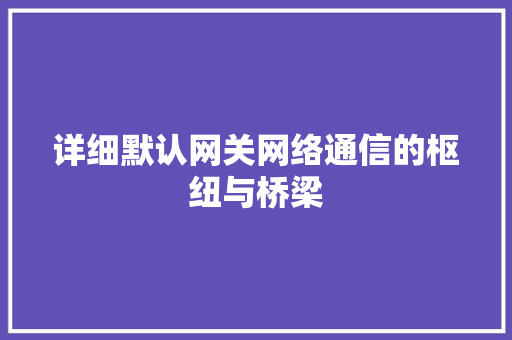 详细默认网关网络通信的枢纽与桥梁