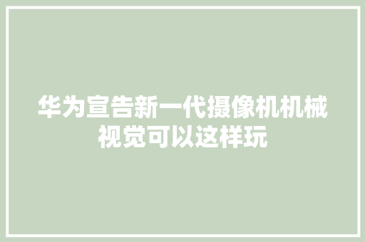 华为宣告新一代摄像机机械视觉可以这样玩