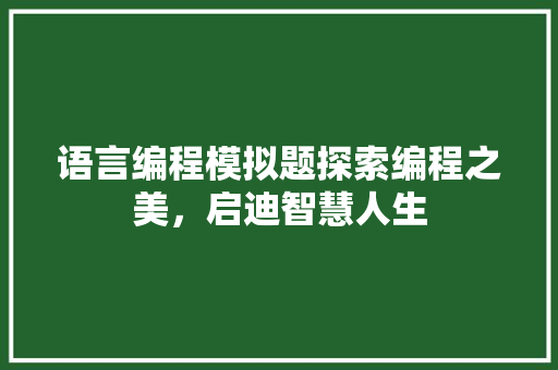 语言编程模拟题探索编程之美，启迪智慧人生