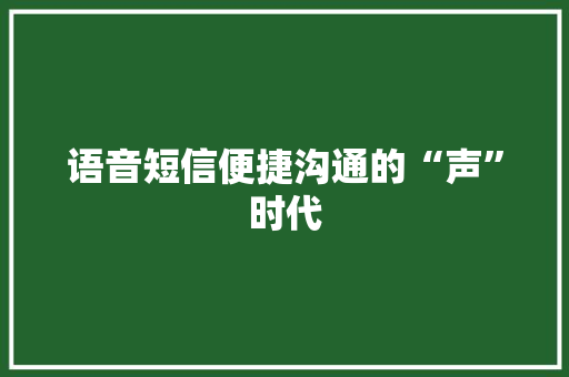 语音短信便捷沟通的“声”时代