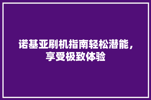 诺基亚刷机指南轻松潜能，享受极致体验