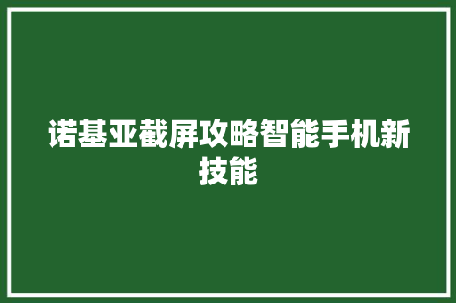 诺基亚截屏攻略智能手机新技能