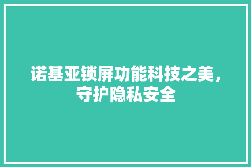 诺基亚锁屏功能科技之美，守护隐私安全