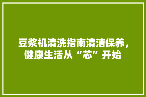 豆浆机清洗指南清洁保养，健康生活从“芯”开始