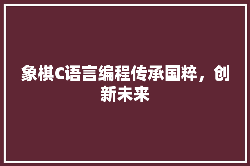 象棋C语言编程传承国粹，创新未来