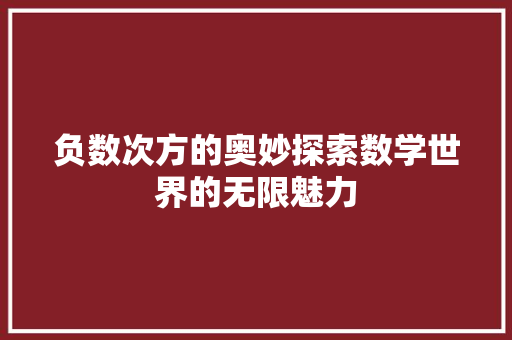 负数次方的奥妙探索数学世界的无限魅力