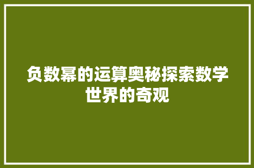 负数幂的运算奥秘探索数学世界的奇观