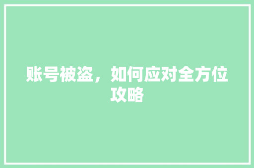 账号被盗，如何应对全方位攻略