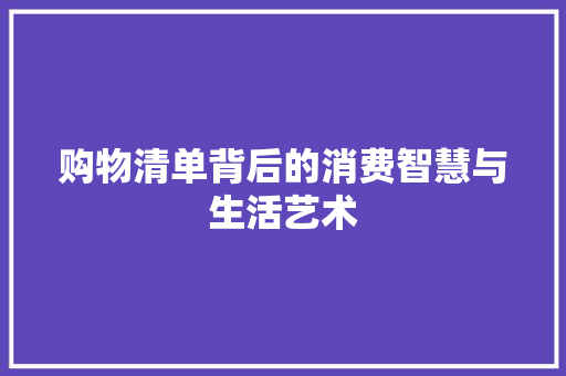 购物清单背后的消费智慧与生活艺术