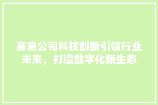 赛意公司科技创新引领行业未来，打造数字化新生态