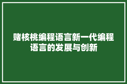 赌核桃编程语言新一代编程语言的发展与创新