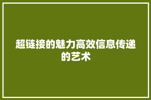 超链接的魅力高效信息传递的艺术