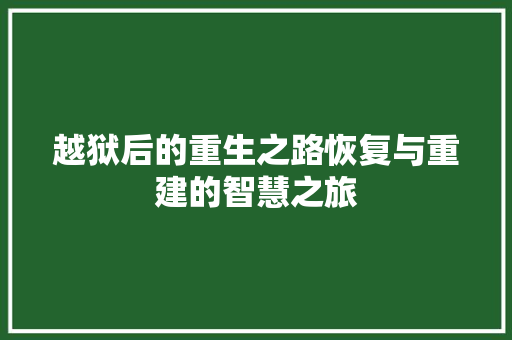 越狱后的重生之路恢复与重建的智慧之旅