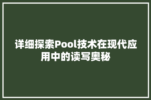 详细探索Pool技术在现代应用中的读写奥秘