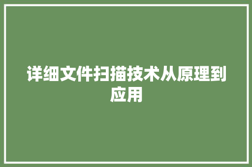 详细文件扫描技术从原理到应用