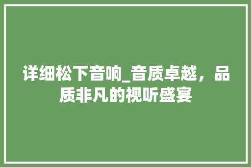 详细松下音响_音质卓越，品质非凡的视听盛宴