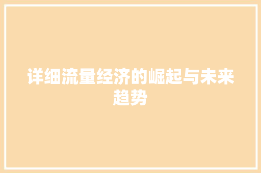 详细流量经济的崛起与未来趋势