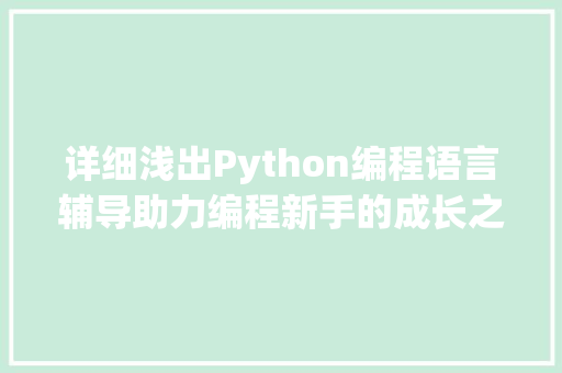 详细浅出Python编程语言辅导助力编程新手的成长之路