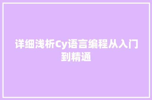 详细浅析Cy语言编程从入门到精通