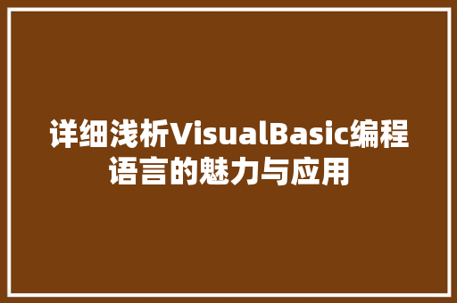 详细浅析VisualBasic编程语言的魅力与应用