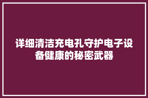 详细清洁充电孔守护电子设备健康的秘密武器