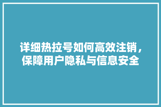 详细热拉号如何高效注销，保障用户隐私与信息安全