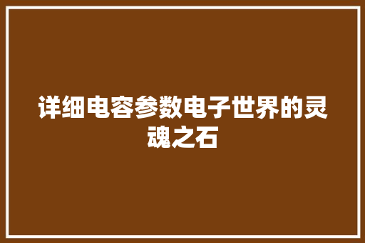 详细电容参数电子世界的灵魂之石