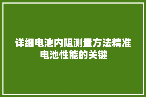 详细电池内阻测量方法精准电池性能的关键