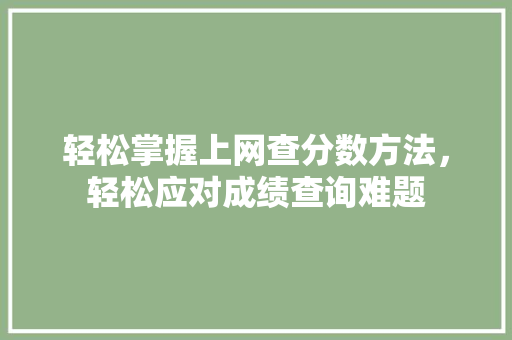 轻松掌握上网查分数方法，轻松应对成绩查询难题