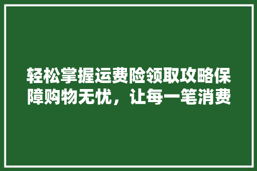 轻松掌握运费险领取攻略保障购物无忧，让每一笔消费更安心