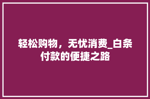 轻松购物，无忧消费_白条付款的便捷之路