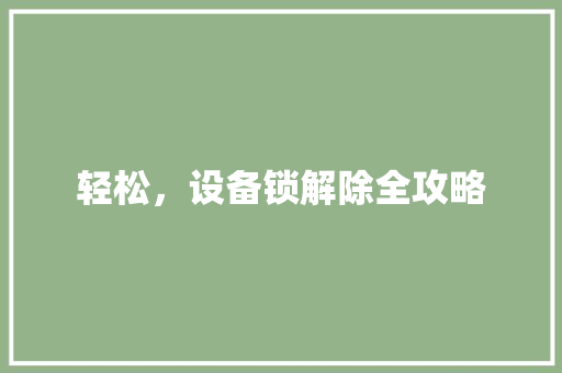 轻松，设备锁解除全攻略